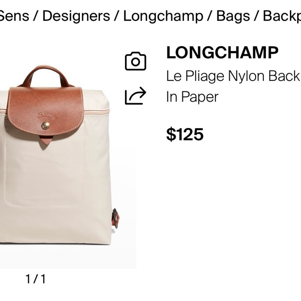 NWT - Longchamp Le Pilage Backpack in Paper
